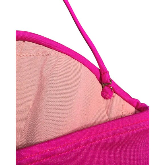 Victorias Secret Bikini Top 34D Pink Shimmer Bandeau Push-Up Twist Gold VS Logo - Picture 8 of 10